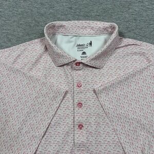 Johnnie O Polo Shirt Mens XL Pink Flock Yeah Flamingo Performance Stretch Golf